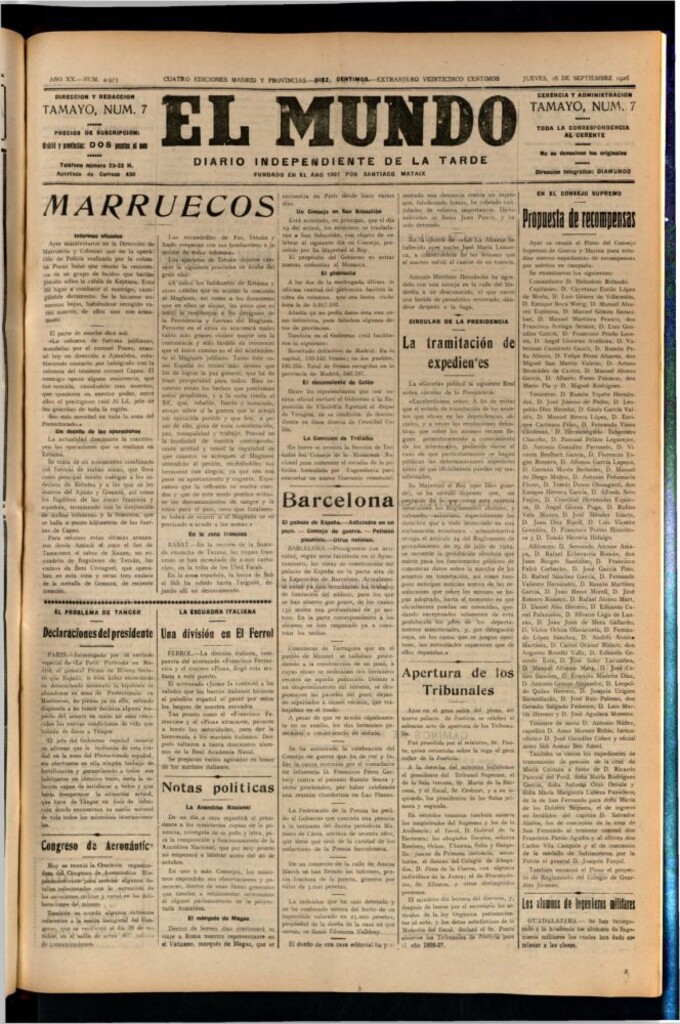 Miniatura de El Mundo del 16 de septiembre de 1926