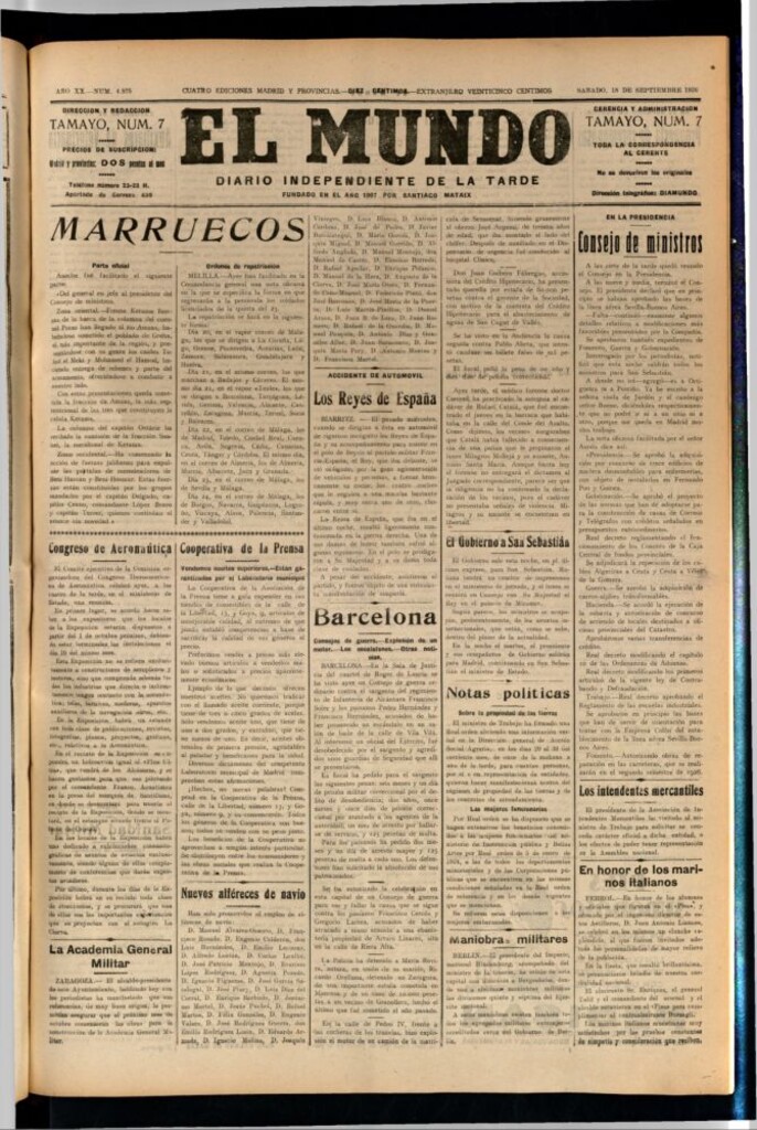 Miniatura de El Mundo del 18 de septiembre de 1926