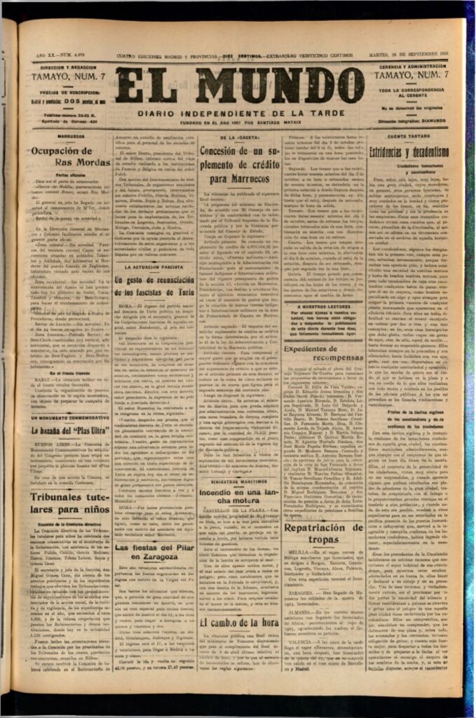 Miniatura de El Mundo del 28 de septiembre de 1926