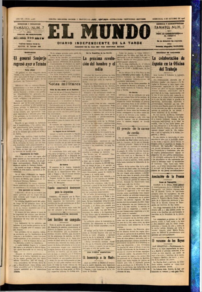 Miniatura de El Mundo del 6 de octubre de 1926