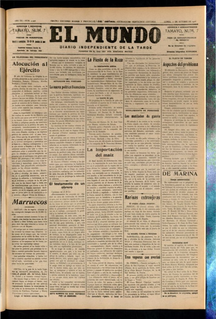 Miniatura de El Mundo del 11 de octubre de 1926