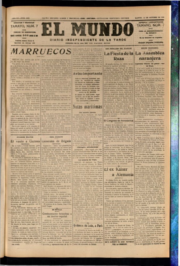 Miniatura de El Mundo del 12 de octubre de 1926