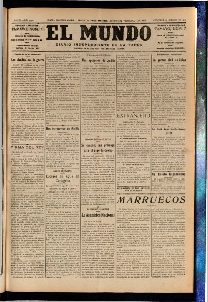 Miniatura de El Mundo del 13 de octubre de 1926