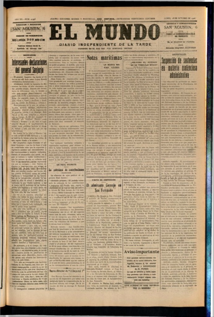 Miniatura de El Mundo del 18 de octubre de 1926