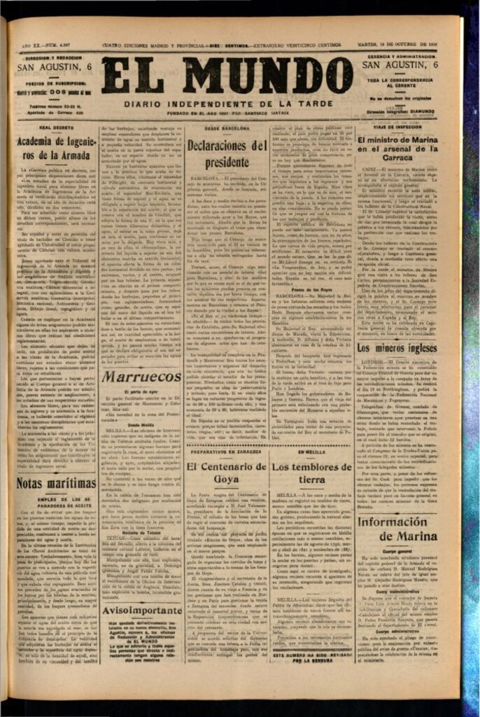 Miniatura de El Mundo del 19 de octubre de 1926