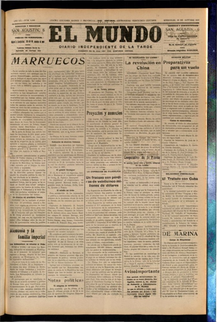 Miniatura de El Mundo del 20 de octubre de 1926