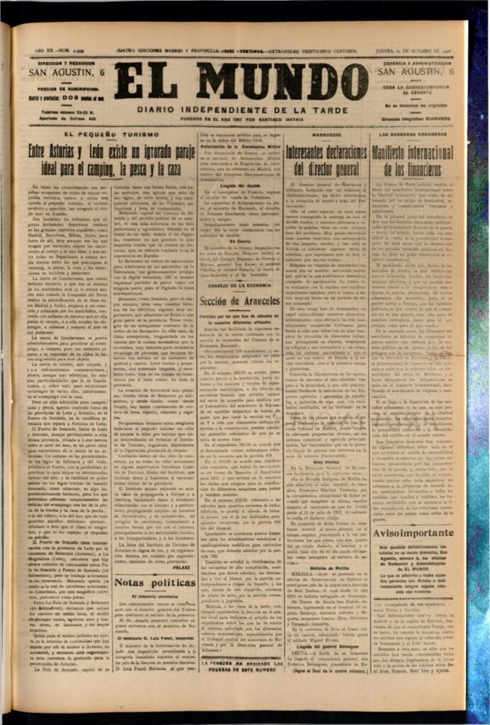 Miniatura de El Mundo del 21 de octubre de 1926