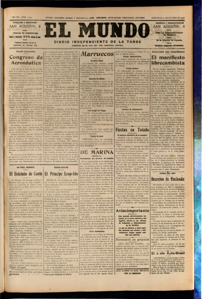 Miniatura de El Mundo del 27 de octubre de 1926