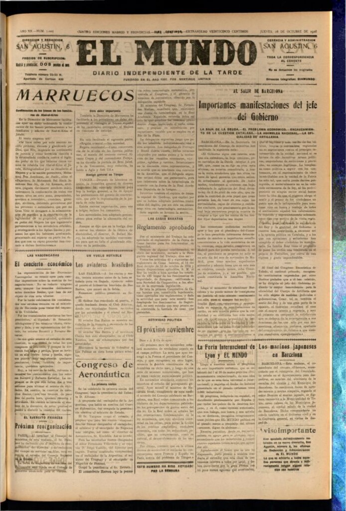 Miniatura de El Mundo del 28 de octubre de 1926