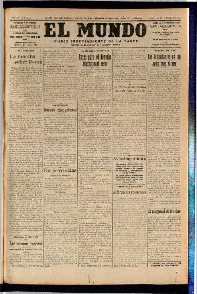 Miniatura de El Mundo del 30 de octubre de 1926