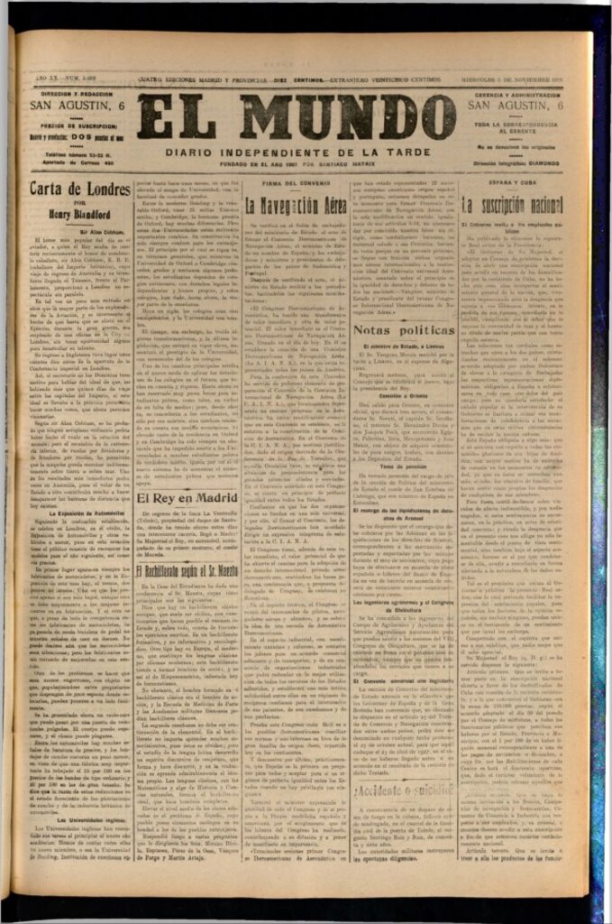 Miniatura de El Mundo del 3 de noviembre de 1926