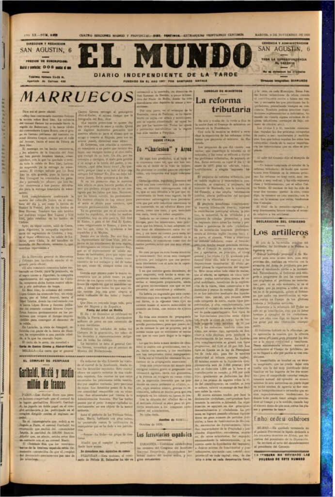 Miniatura de El Mundo del 9 de noviembre de 1926