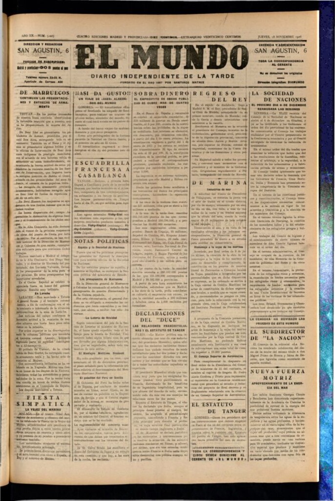 Miniatura de El Mundo del 18 de noviembre de 1926