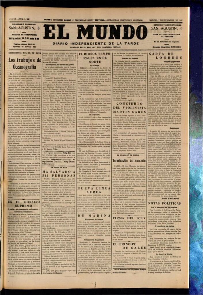 Miniatura de El Mundo del 7 de diciembre de 1926