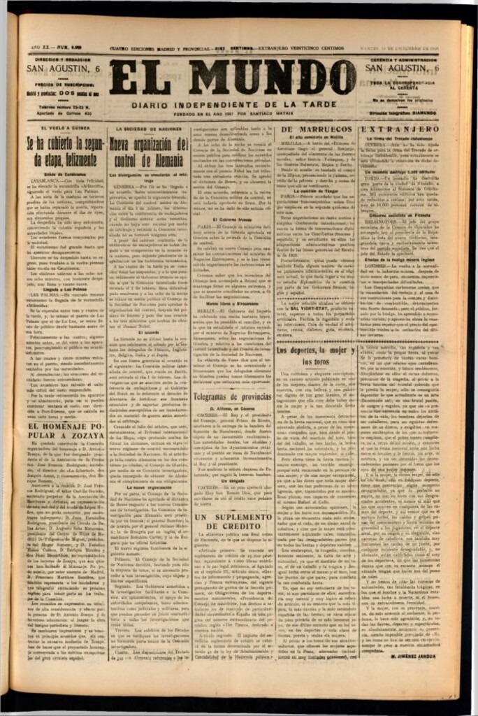 Miniatura de El Mundo del 14 de diciembre de 1926