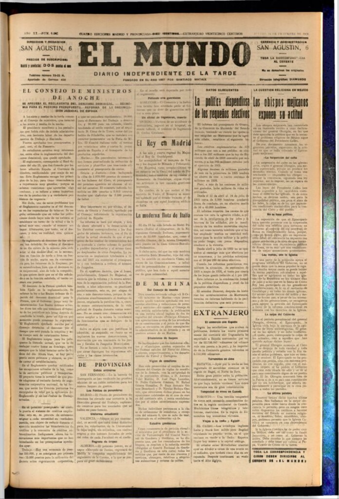 Miniatura de El Mundo del 16 de diciembre de 1926