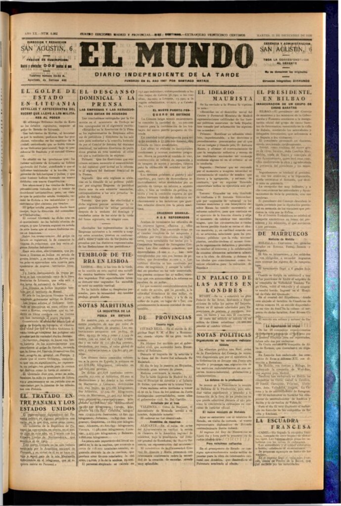 Miniatura de El Mundo del 21 de diciembre de 1926