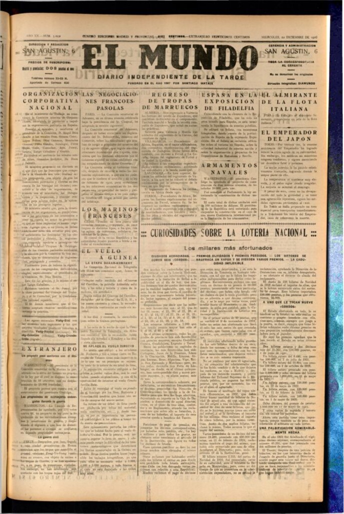 Miniatura de El Mundo del 22 de diciembre de 1926