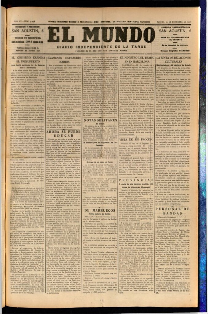 Miniatura de El Mundo del 30 de diciembre de 1926