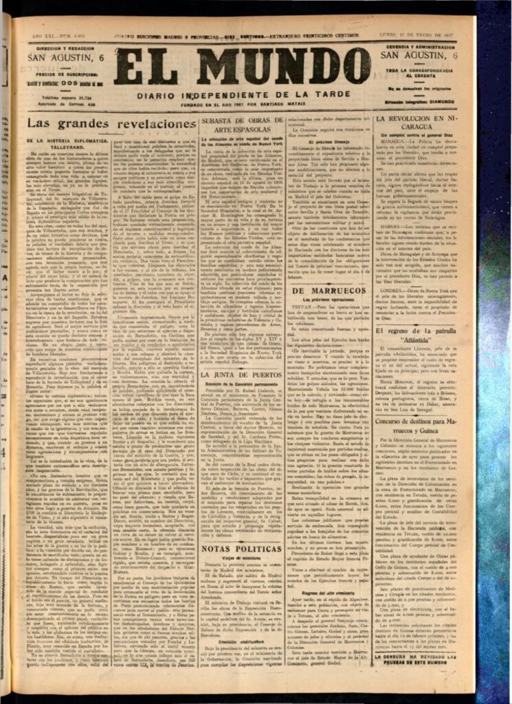 Miniatura de El Mundo del 17 de enero de 1927