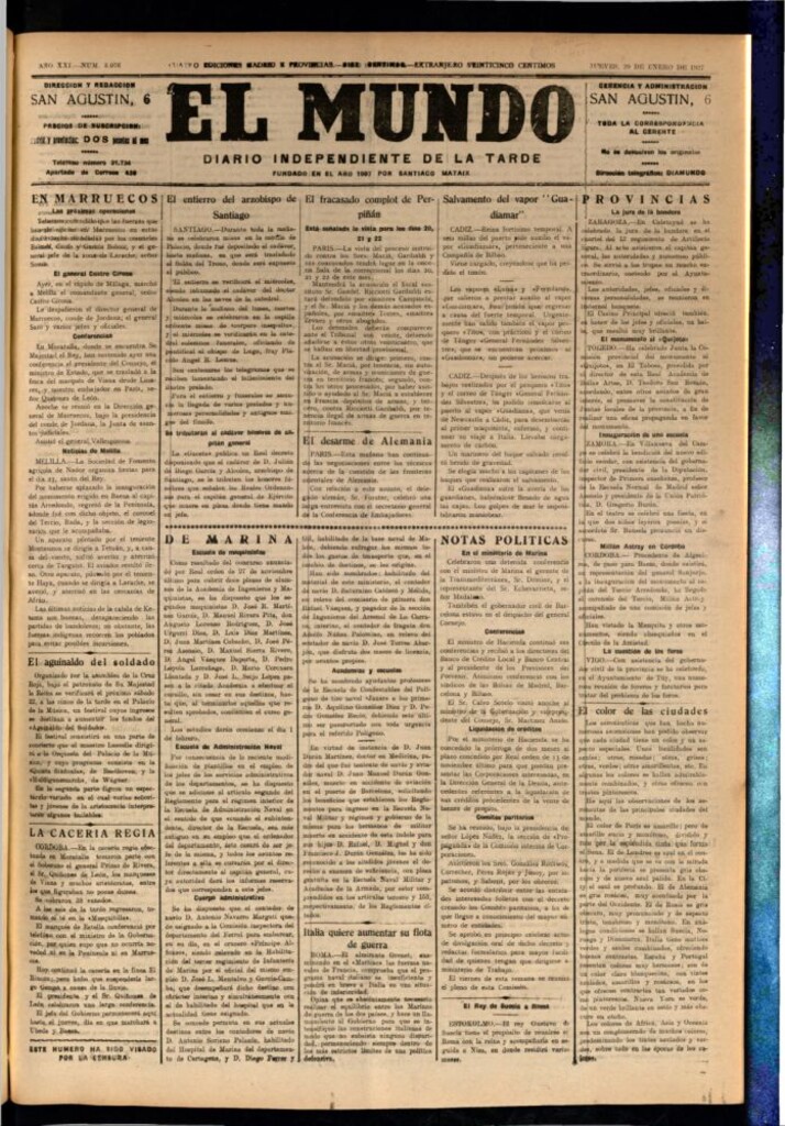 Miniatura de El Mundo del 20 de enero de 1927