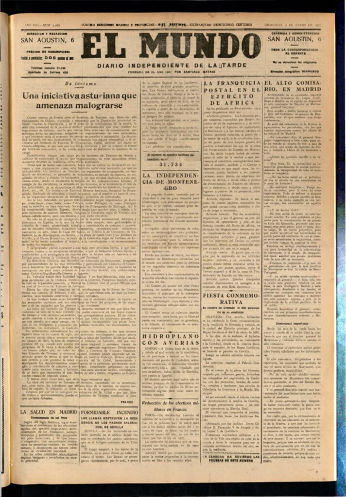 Miniatura de El Mundo del 5 de enero de 1927