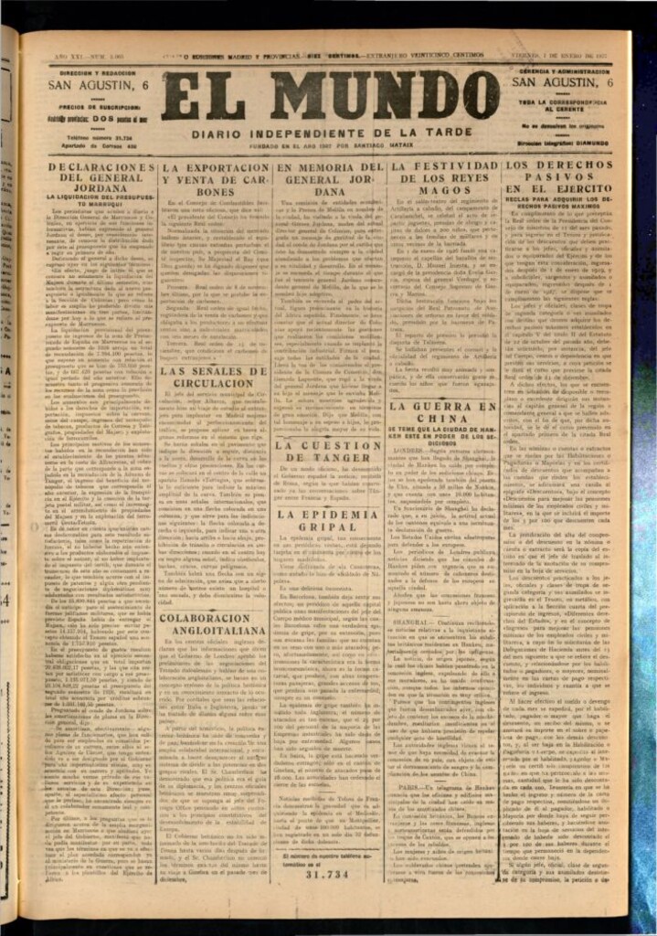 Miniatura de El Mundo del 7 de enero de 1927