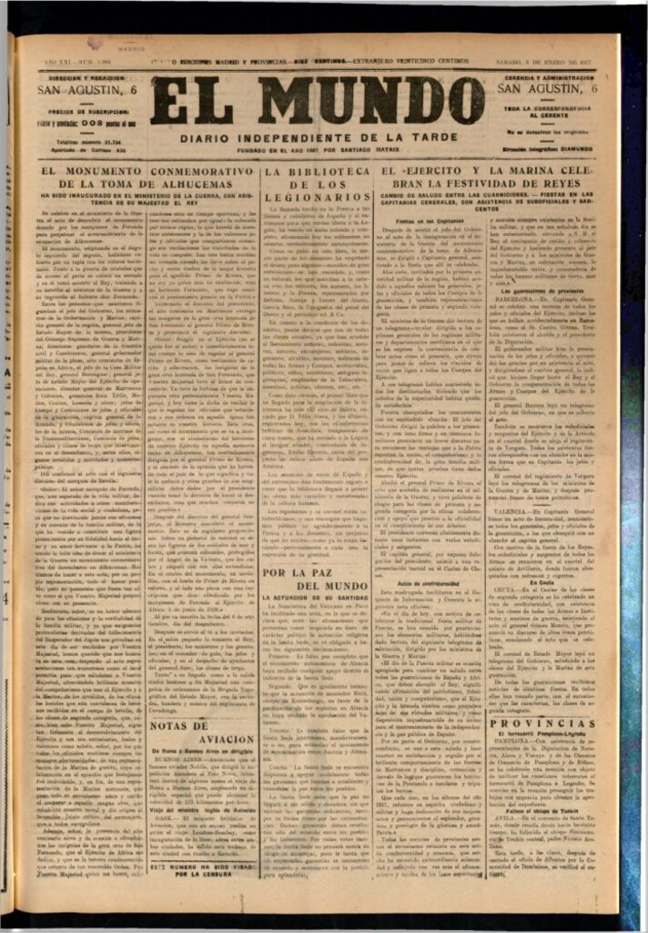 Miniatura de El Mundo del 8 de enero de 1927