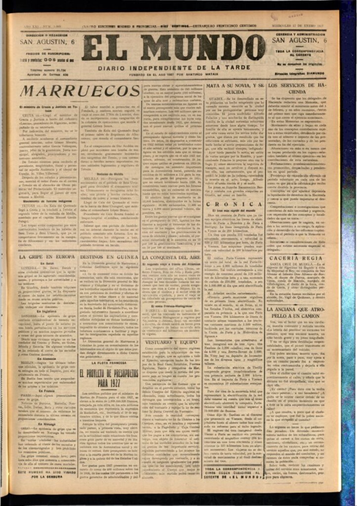Miniatura de El Mundo del 12 de enero de 1927