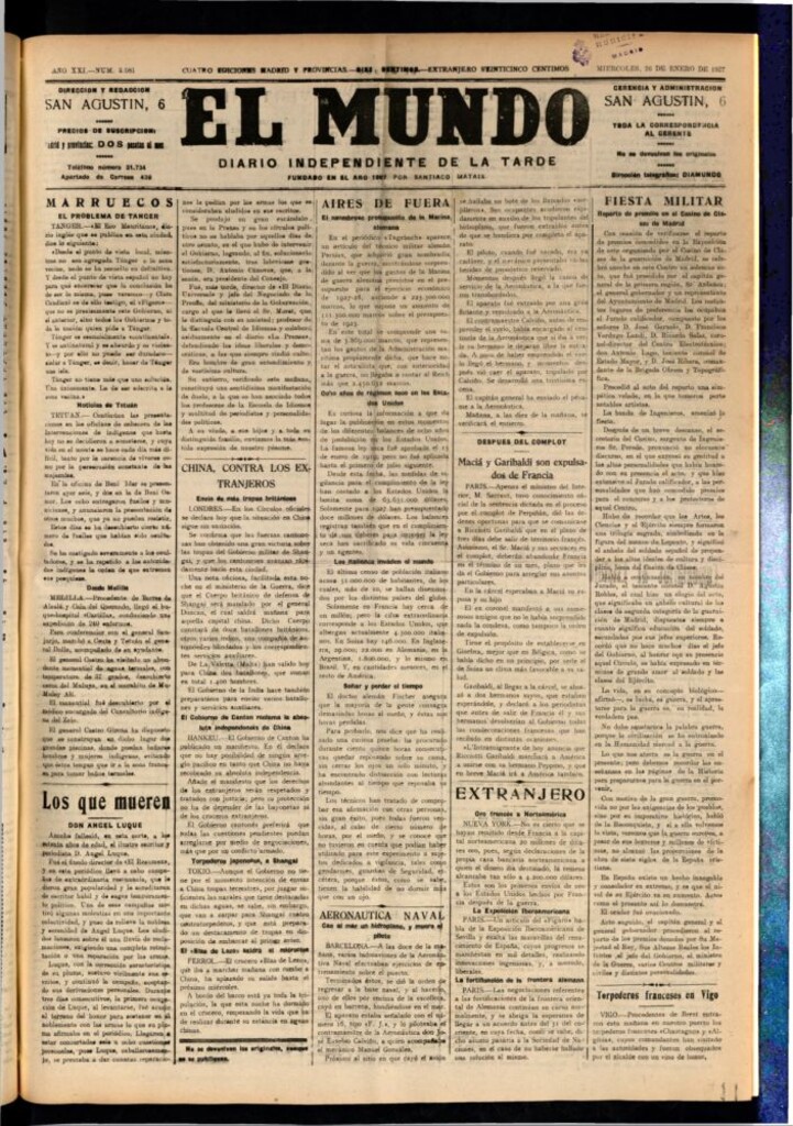 Miniatura de El Mundo del 26 de enero de 1927