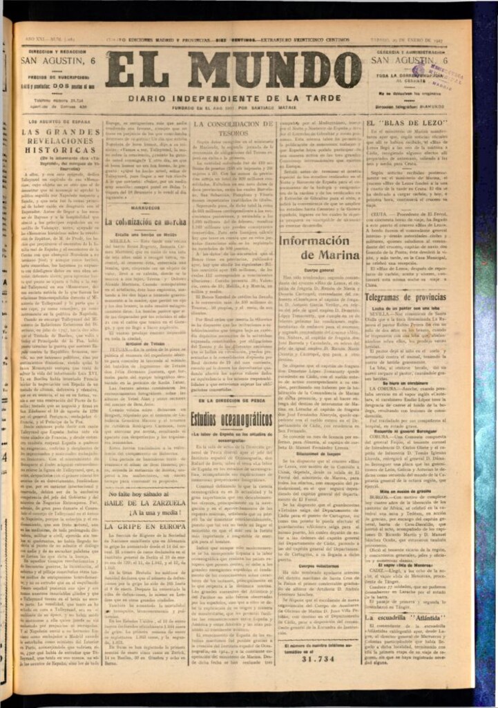Miniatura de El Mundo del 29 de enero de 1927