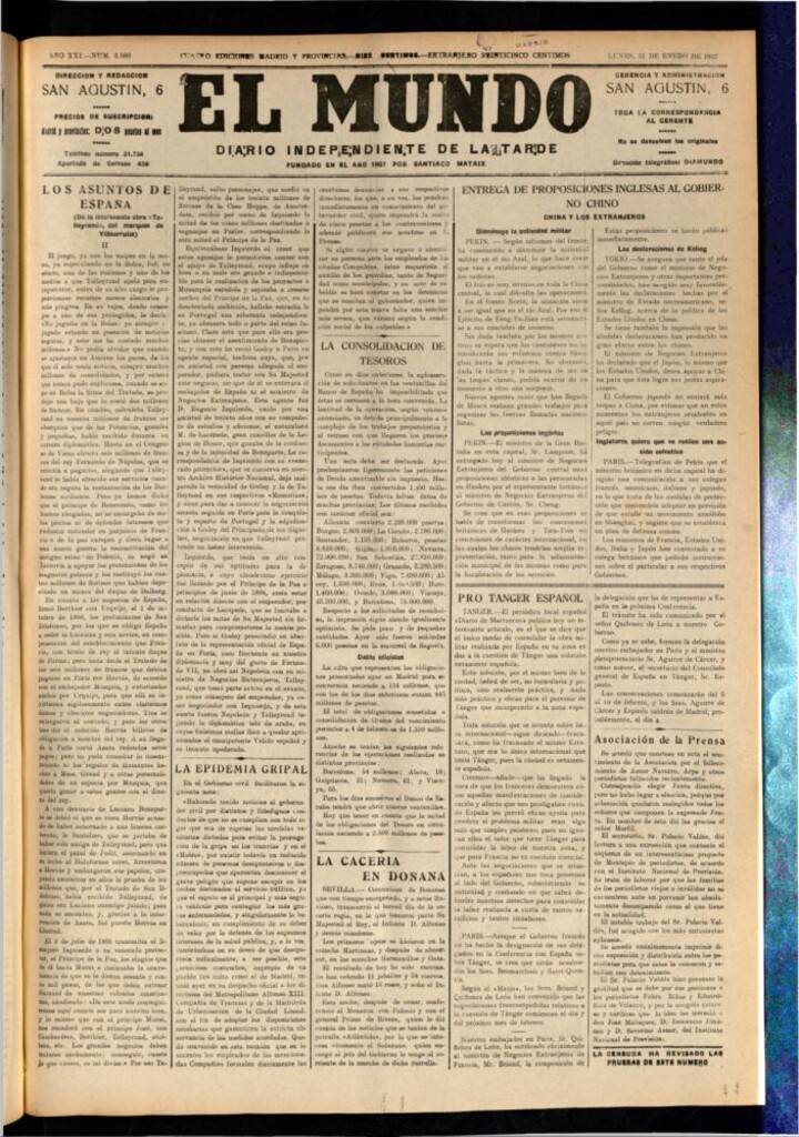 Miniatura de El Mundo del 31 de enero de 1927