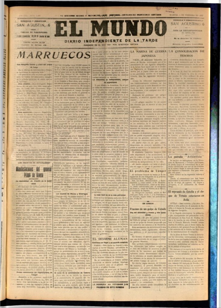 Miniatura de El Mundo del 1 de febrero de 1927