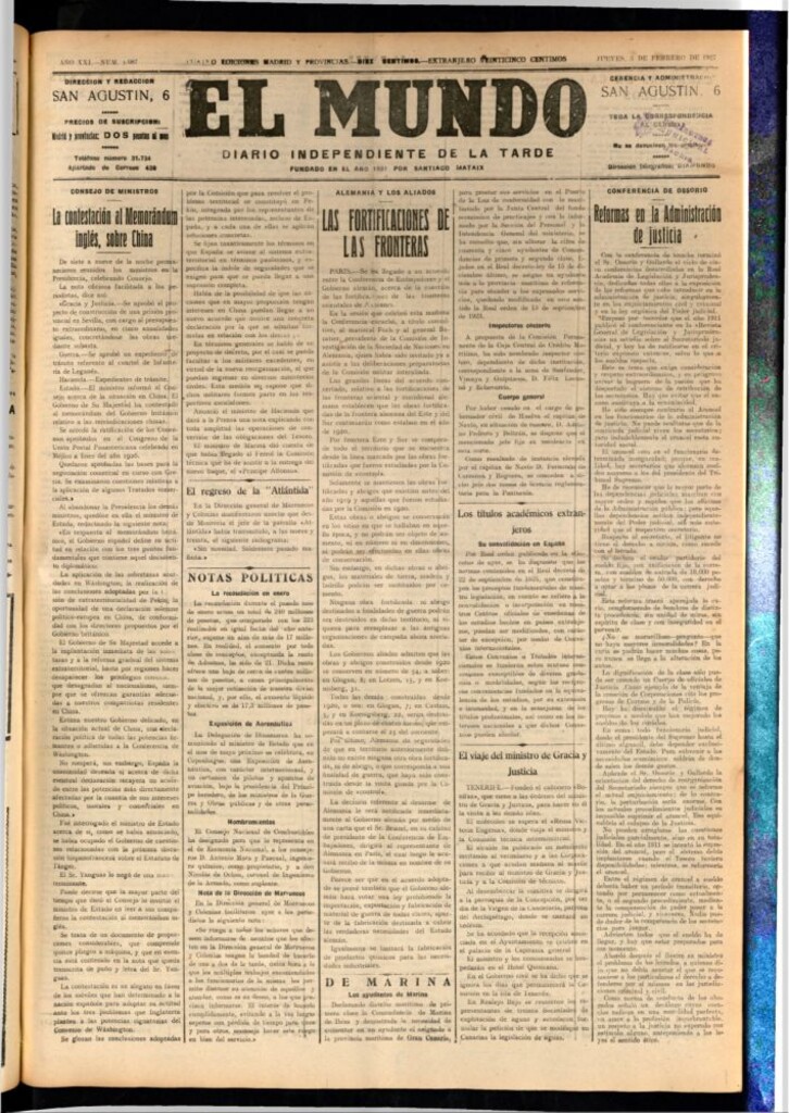 Miniatura de El Mundo del 3 de febrero de 1927