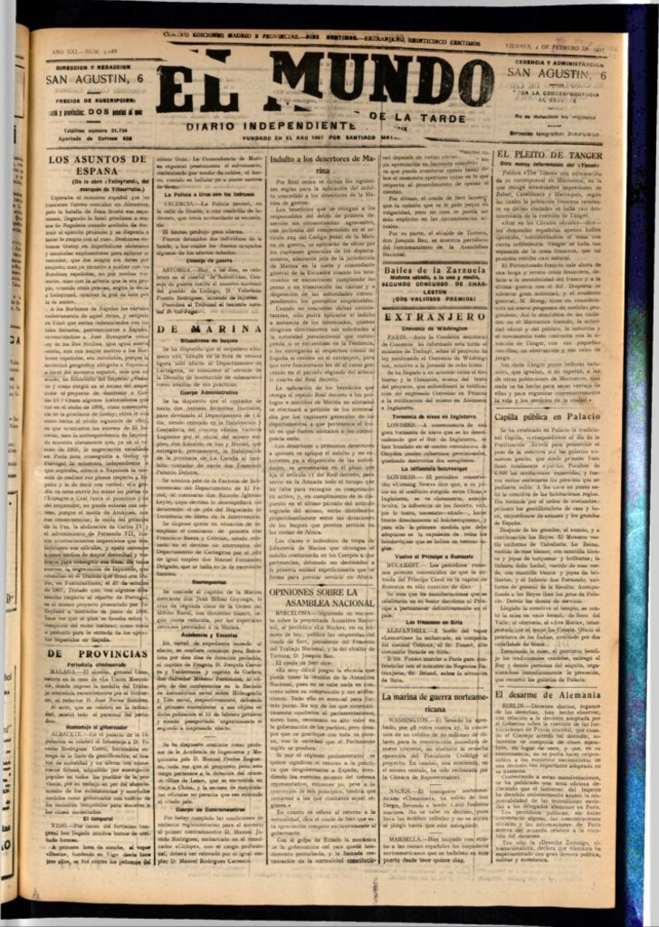 Miniatura de El Mundo del 4 de febrero de 1927