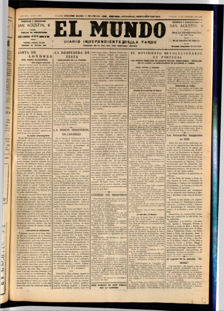Miniatura de El Mundo del 10 de febrero de 1927