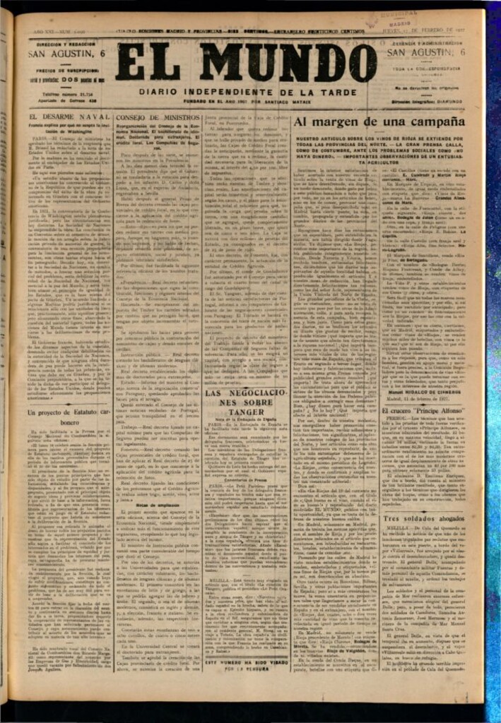Miniatura de El Mundo del 17 de febrero de 1927