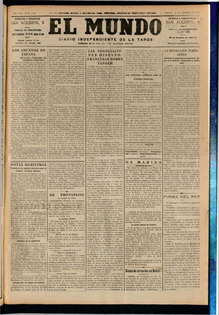 Miniatura de El Mundo del 18 de febrero de 1927