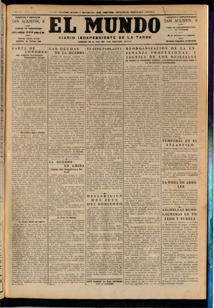 Miniatura de El Mundo del 23 de febrero de 1927