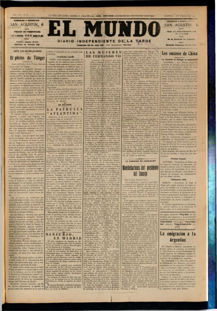 Miniatura de El Mundo del 1 de marzo de 1927