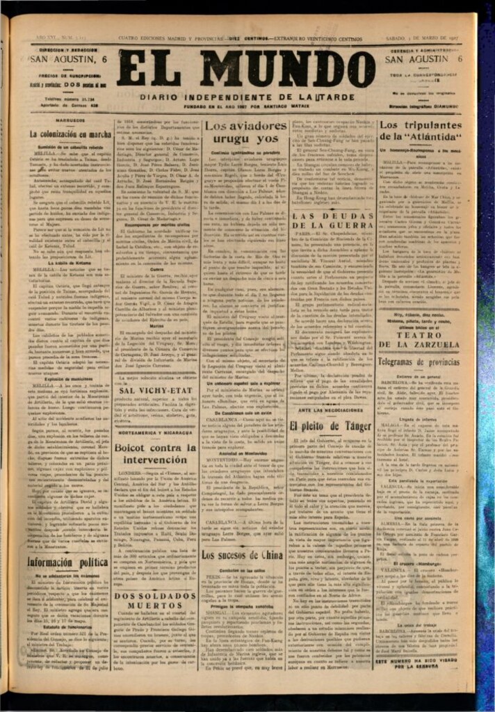 Miniatura de El Mundo del 5 de marzo de 1927
