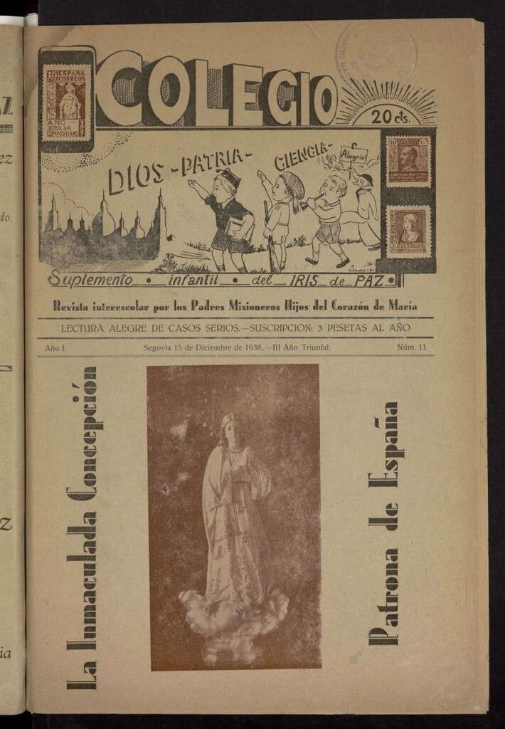 Miniatura de Colegio : revista interescolar por los Padres Misioneros Hijos del Corazón de María. Lectura alegre para casos serios del 15 de diciembre de 1938