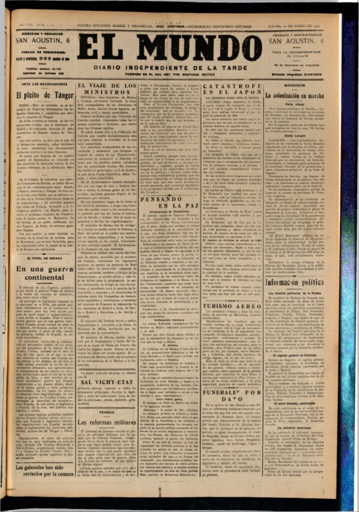 Miniatura de El Mundo del 10 de marzo de 1927