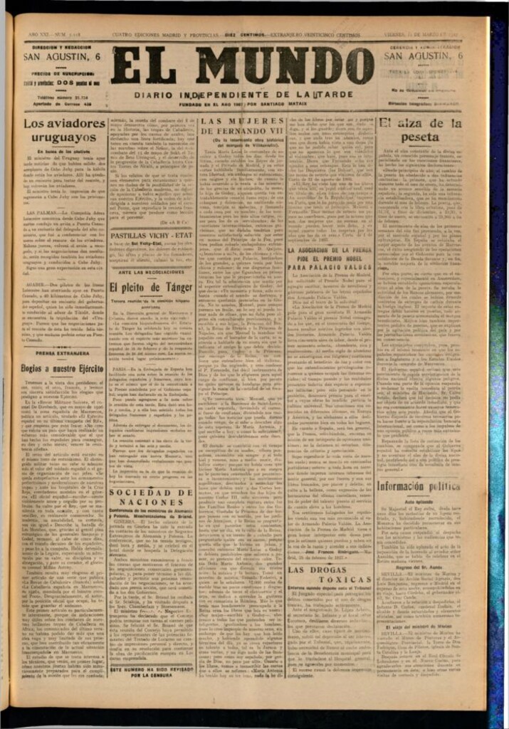 Miniatura de El Mundo del 11 de marzo de 1927