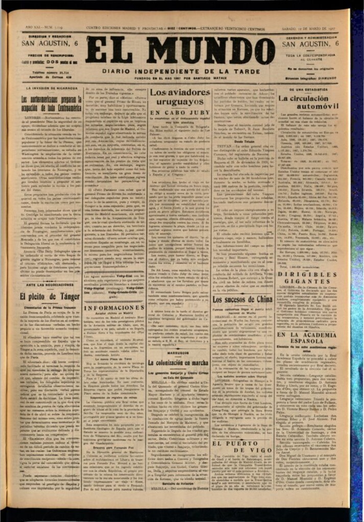 Miniatura de El Mundo del 12 de marzo de 1927