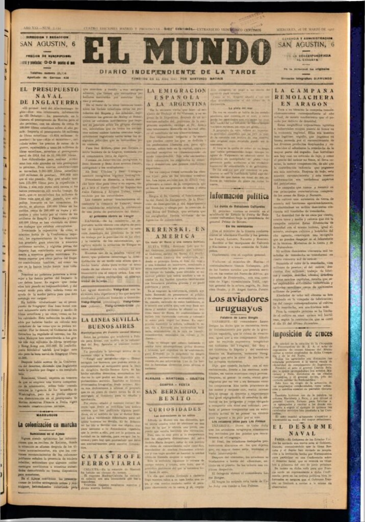 Miniatura de El Mundo del 16 de marzo de 1927