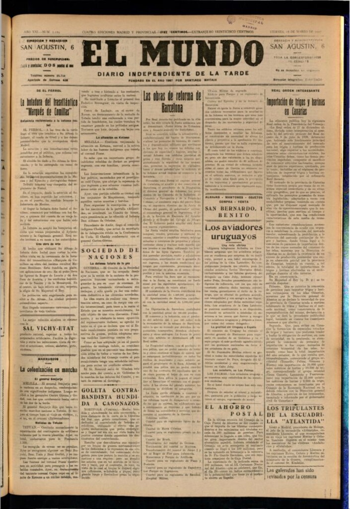 Miniatura de El Mundo del 18 de marzo de 1927