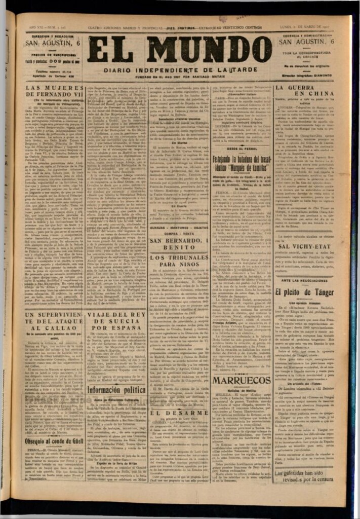 Miniatura de El Mundo del 21 de marzo de 1927