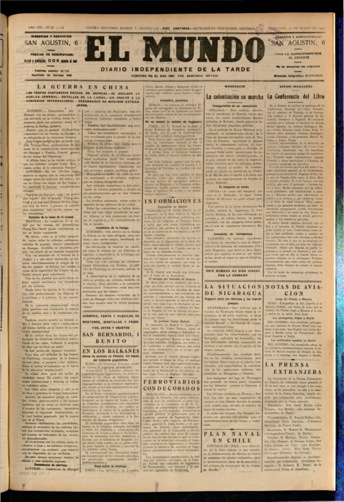 Miniatura de El Mundo del 23 de marzo de 1927