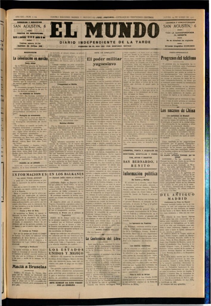Miniatura de El Mundo del 24 de marzo de 1927